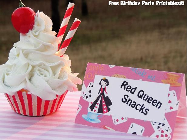 Alice In Wonderland Birthday Party Food Cards- Free Printables.