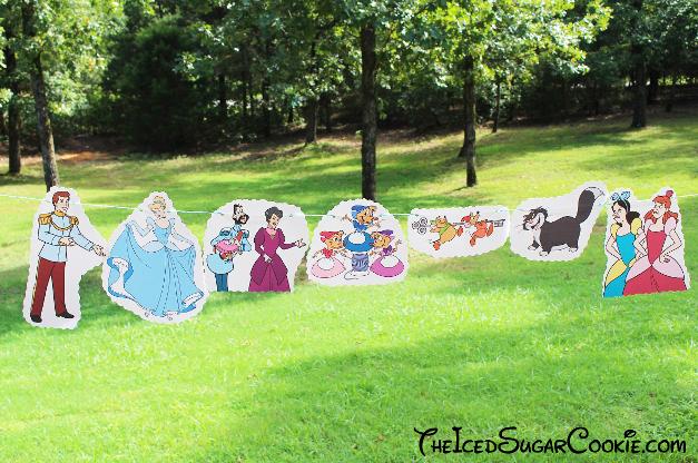 DIY Cinderella Birthday Party Banner diy ideas-Disney Characters Prince Charming, Stepmother Lady Tremaine, Drizella, Anastasia, The Grand Duke, Gus, Jaq, Mary, Suzy, Perla, Lucifer Cat