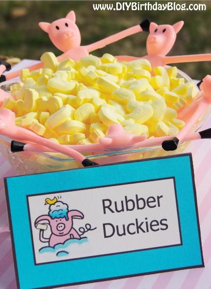 Piggy Bubble Bath Birthday Party by Free Birthday Party Printables- DIY Birthday Blog- Rubber Duckies