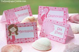 Pink Mermaid Under The Sea Birthday Party DIY Printables Digital Download- Seashells, Seahorse, Jellyfish,