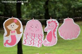 Pink Mermaid Birthday Party Ideas DIY- Mermaid, Jellyfish, Seahorse, Seashell