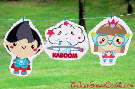 Superhero Birthday Party DIY Banner Ideas- Kaboom, Super Hero Girl, Super Hero Boy Birthday Party Banner DIY Ideas