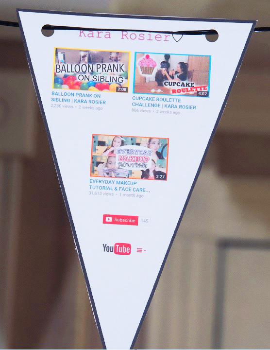 Free Youtube Birthday Party Printables- Kara Rosier Youtube Channel- Flag Bunting Banner